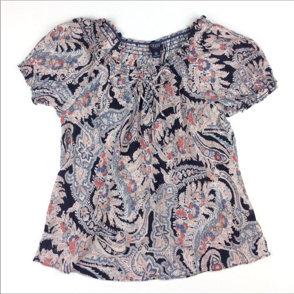 Chaps Ralph Lauren Paisley Short Sleeve Top Small